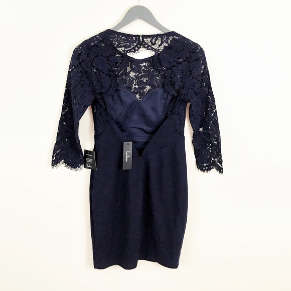 NWT LULU'S Midi Quarter Sleeve Lace Dress - Picture 5 of 7
